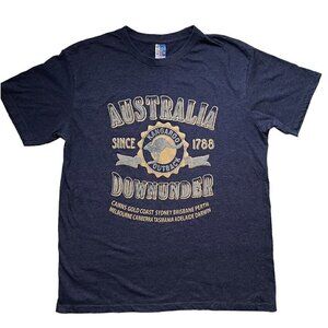 Australia Down Under Graphic Short Sleeve Heather Navy Unisex T Men’s L Women’s